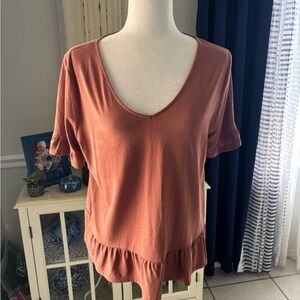 Green Envelope Terracotta Short Sleeve Top